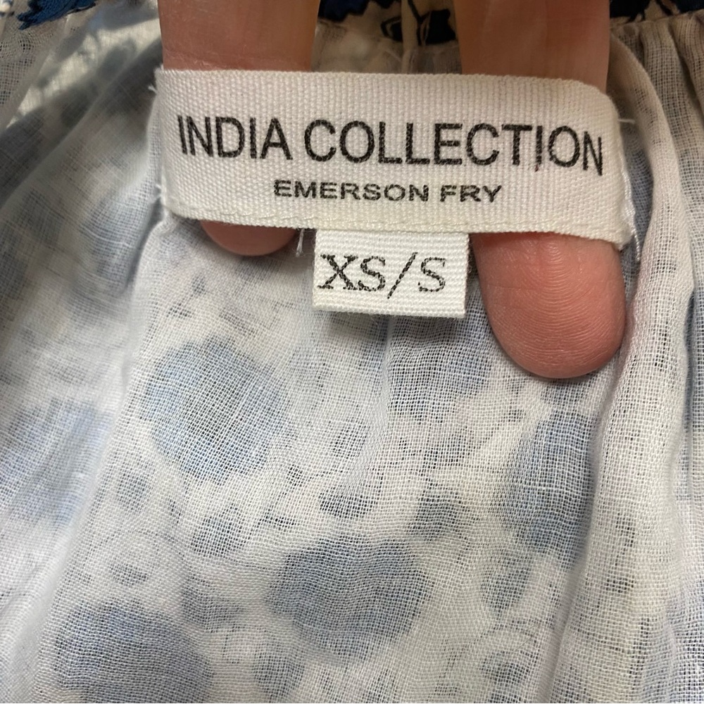 Emerson Fry India Collection Heritage Blue Flowers Sundress Maxi Dress XS/S - Picture 8 of 10
